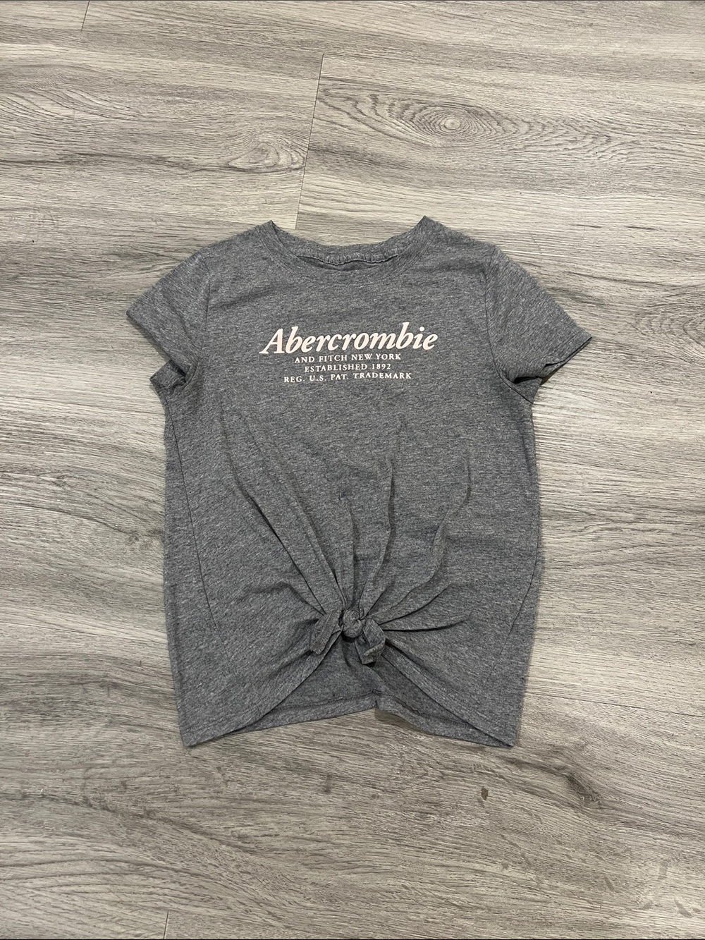 Abercrombie & Fitch Gray Logo Tie-Front Short Sleeve Tee